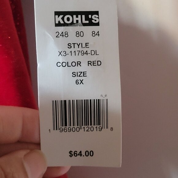 Girls Red & White Long Sleeve Christmas Dress W/ Faux Fur Trim Sequin Top Bow Ac - Picture 12 of 13